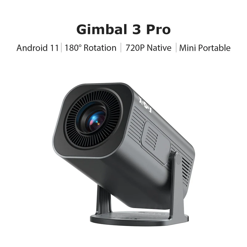 Gimbal 3 Pro Portable Projector With Native 720P WiFi 6 & Bluetooth 5.4 8GB 180° Rotation