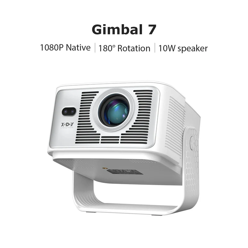 XGODY Gimbal 7 Portable Short-throw Projector, Android 14.0 System 8K Support