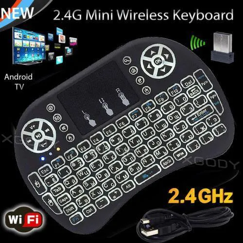 XGODY Mini Wireless Backlit Keyboard I8 with Touchpad Air Mouse