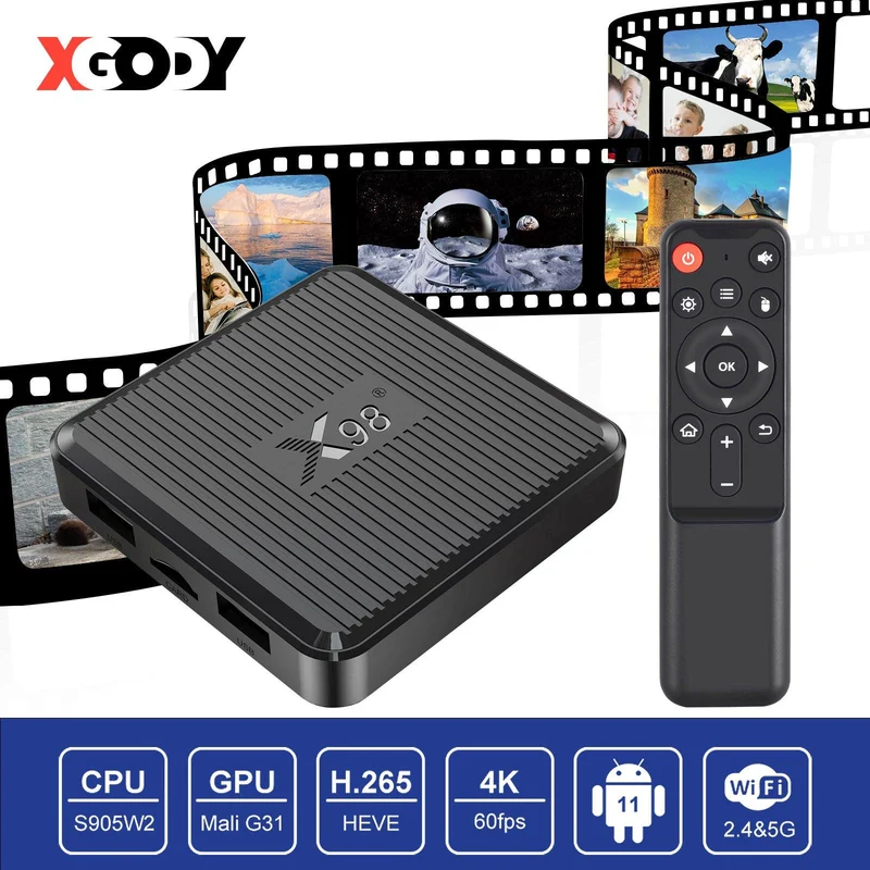 X98Q HDMI Android 11.0 Smart TV Box 4K, 2.4/5G Dual WiFi & Bluetooth, 16GB build-in Disney, Netflix