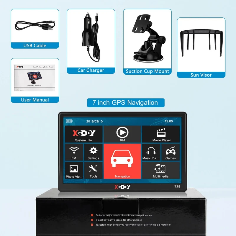 XGODY 735 GPS Navigation System For Car Truck Drivers With Voice Guidance and Speed Camera Warning