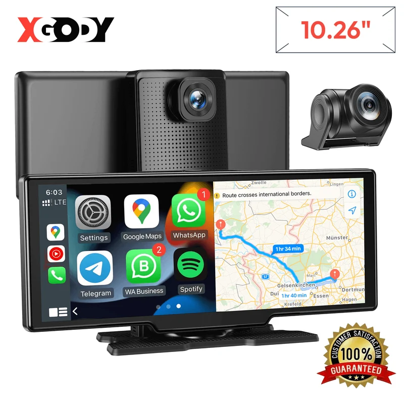 XGODY H30 Dash Cam | 10.26" Screen, 4K Camera, Carplay/Android Auto Support