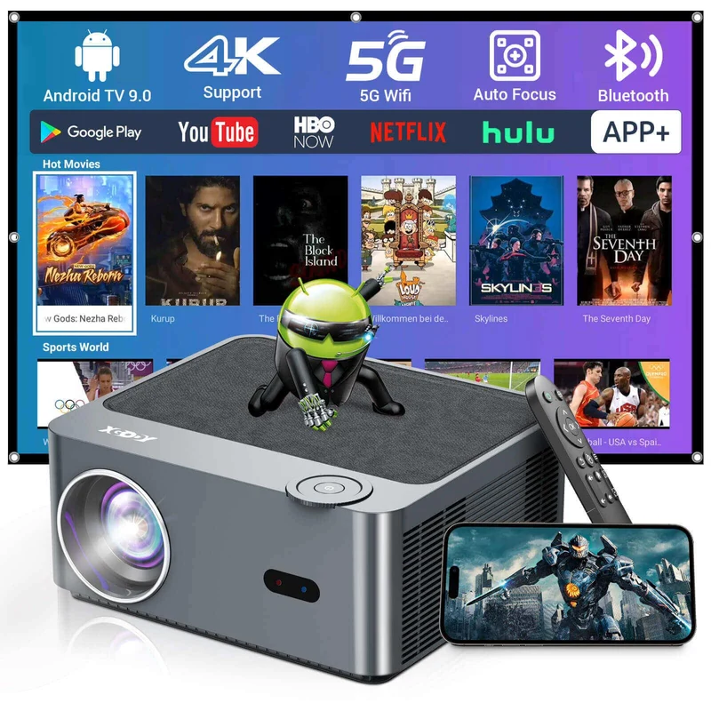 XGODY A45 1080P Projector | 200-inch Home Theater, Smart Projector With Wi-Fi and Bluetooth