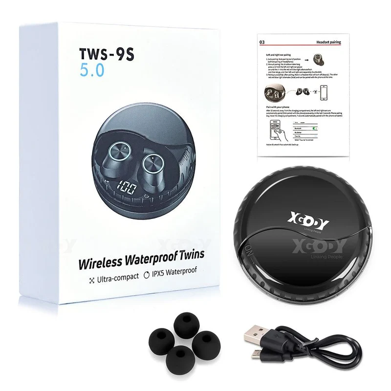 XGODY TWS 9S Bluetooth 5.0 & Wireless Twins Earbuds Bass Stereo