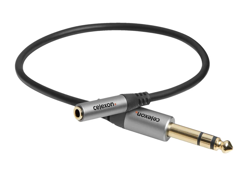 celexon 6,3mm Stereo Klinke auf 3,5mm Stereo Klinke M/F Audioadapter 0,25m- Professional Line