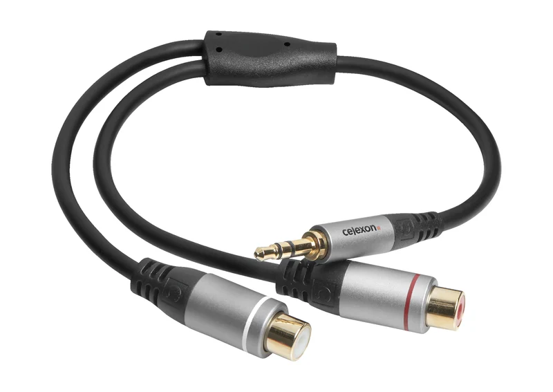 celexon 3,5mm Stereo Klinke auf 2x Cinch M/F Audioadapter 0,25m - Professional Line