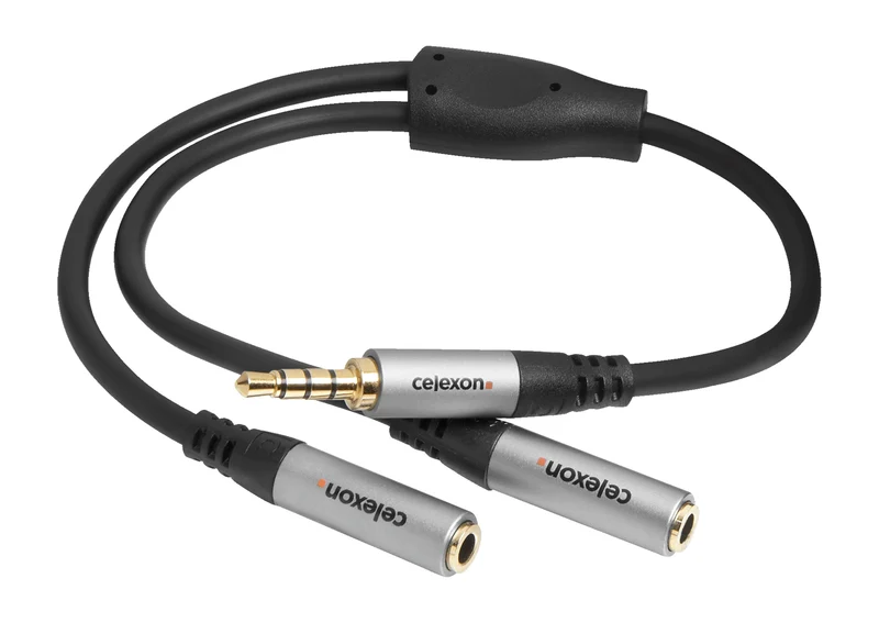 celexon 3,5mm Stereo Klinke auf 2x 3,5mm Stereo Klinke M/F Audioadapter 0,25m - Professional Line