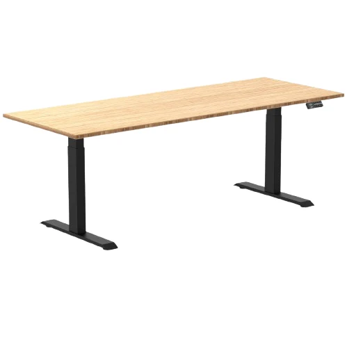 Desky Dual Bamboo Sit Stand Desk 200cm and Matte Black Frame