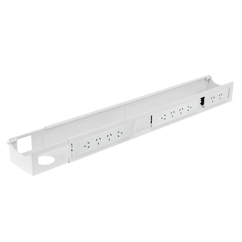 Desky Quad Frame Channel + Mounting Bracket - White / 10 Plugs