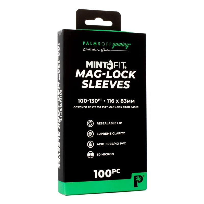 Palms Off Gaming Mint-Fit Mag-Lock Card Case Sleeves (100pt-130pt) - 100pc