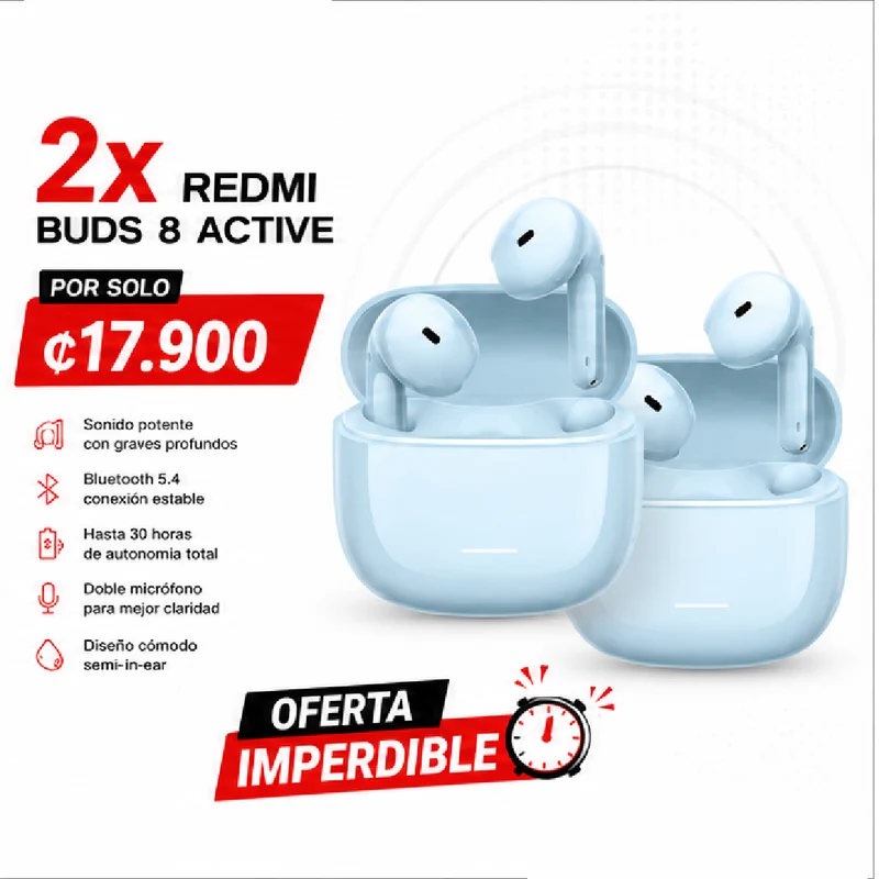 Promoción Redmi Buds 8 active celeste