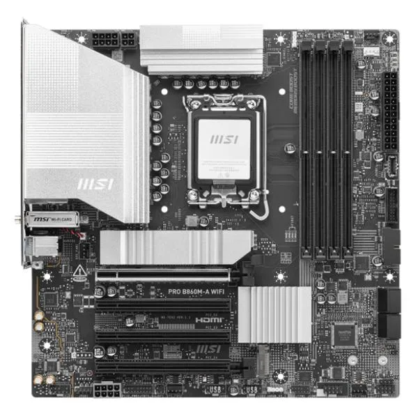 TARJETA MADRE MSI PRO B860M-A WIFI LGA 1851 MICRO-ATX DDR5 911-7E42-002 NEGRO / BLANCO