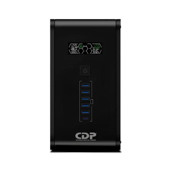UPS CDP R-SMART1010 1000VA 500W 0X NEMA 5-15R, NEMA 5-15P, USB, RJ45, COAXIAL 6 PUERTOS USB DE CARGA NEGRO