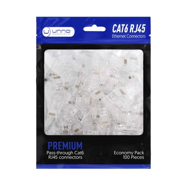 Conector RJ45 Cat6 de Paso 100 Piezas Unno Tekno AD3099WT AD3099WT