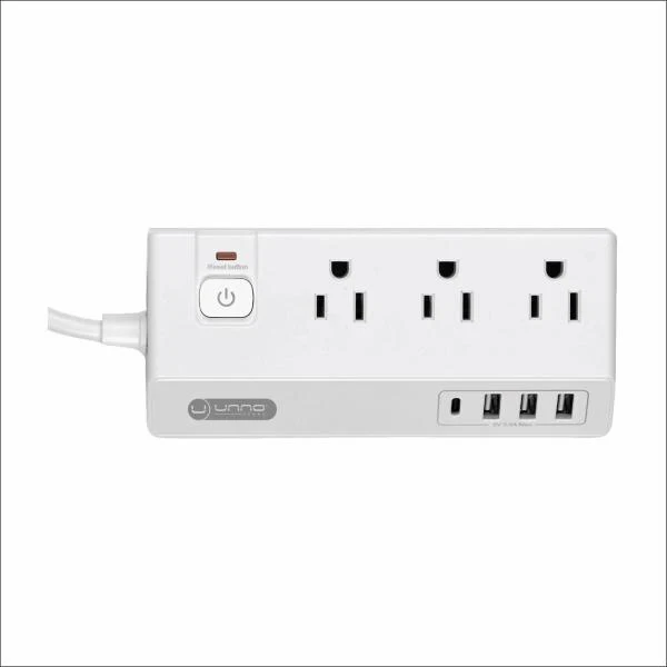 Regleta 7 en 1 3 Tomas AC 3 USB-A 1 USB-C Unno Tekno PW5083WT