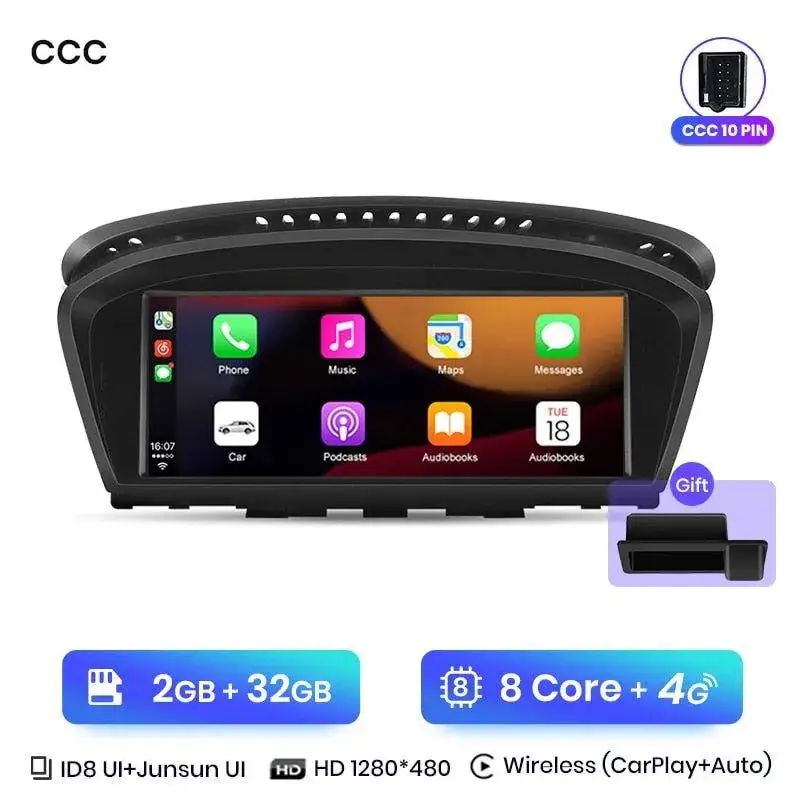 Radio Android do BMW Serii 5 E60 E61 E63 E64 Serii 3 E90 E91 E92 Dedykowany CarPlay Android Auto 4G WiFi GPS DSP Ekran