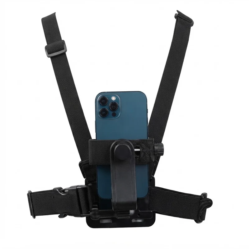Soporte de pecho ajustable con clip elástico rápido para teléfono móvil y cámara de acción