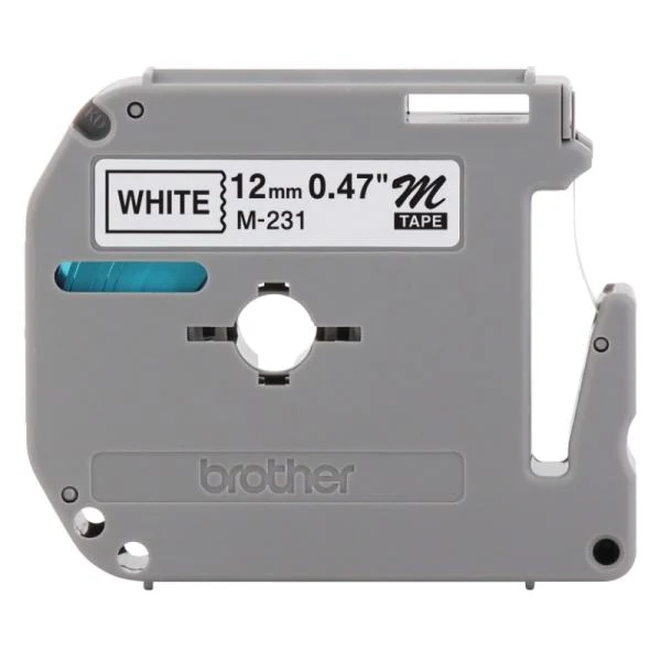 CINTA BROTHER M231 12MM X 8M COMPATBILE CON P-TOUCH FONDO BLANCO SOBRE NEGRO