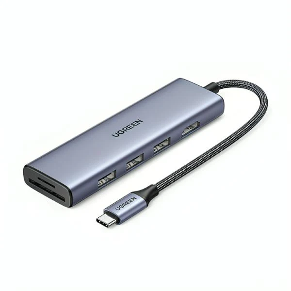 HUB UGREEN CM511 USB-C CON 3 PUERTOS USB-A 3.0 1 PUERTO HDMI Y PUERTO PARA TARJETAS SD/TF 20956A GRIS