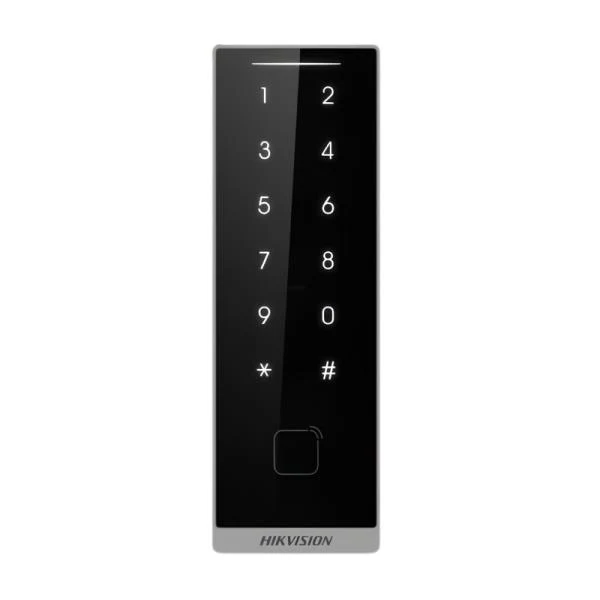 LECTOR DE CONTROL DE ACCESO CON TECLADO HIKVISION DS-K1105EMKB RS-485 WIEGAND OSDP BLUETOOTH NEGRO