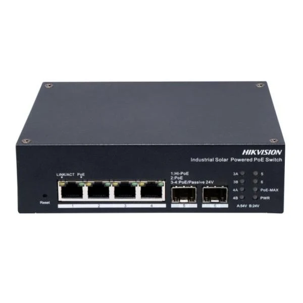 SWITCH HIKVISION DS-3T1506HP-EI-UPS 4 PUERTOS GIGABIT POE 2 SFP ADMINISTRABLE