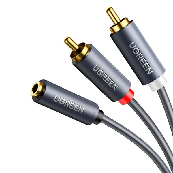 CABLE DE AUDIO UGREEN AV102 3.5 MM HEMBRA A 2 RCA MACHO 1M 10588 GRIS