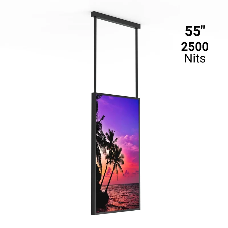 Display LCD FULL HD 55" para Escaparates con Soporte de techo - Alto Brillo 2500 NITS - Android