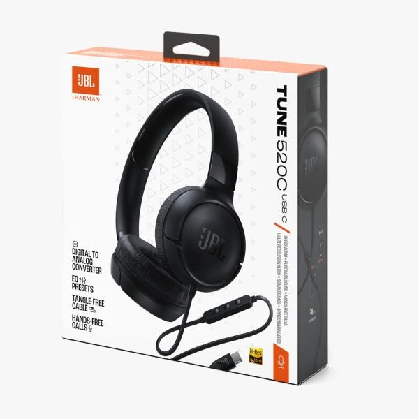 Audifonos JBL Tune 520C On-Ear USB-C Negro JBLT520CBLKAM