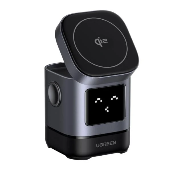 CARGADOR INALAMBRICO 2 EN 1 UGREEN W709 15W MAGNETICO CARGA RAPIDA PARA APPLE 45775 NEGRO