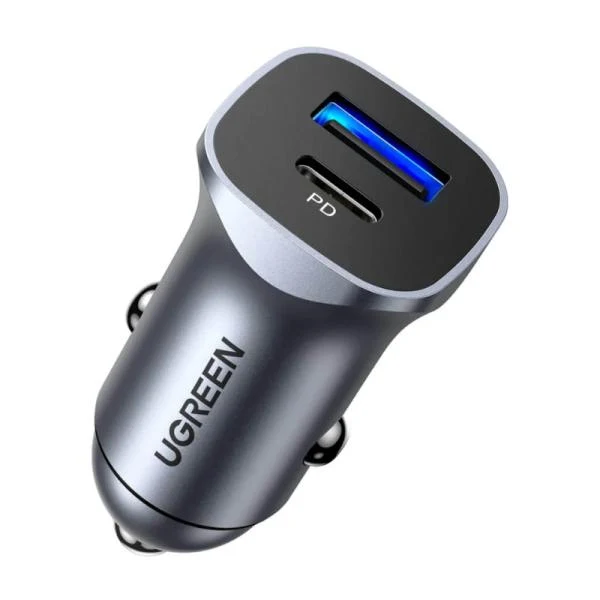 CARGADOR DE CARRO UGREEN CD130 USB-C Y USB-A 30780 GRIS