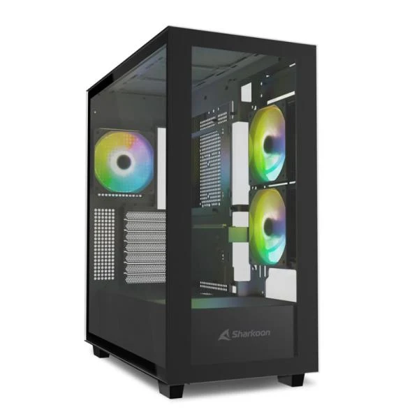 CASE GAMING RGB SHARKOON REBEL C60 MID TOWER VENTILADORES 4 DE 120MM CON VIDRIO LATERAL Y FRONTAL 4044951040032 NEGRO