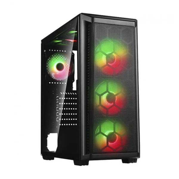 CASE GAMING T01 USB & AUDIO USB 3.0+USB 1.0+HD AUDIO + SIDE TEMEPERED GLASS + 3PCS RGB FAN (FRONT+HUB+ REMOTE CONTROL