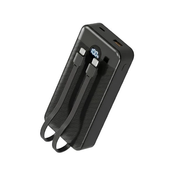 POWER BANK NOVA PB-911 20000MAH PD 22.5W 2 USB-A USB-C CON CABLES USB-C Y LIGHTNING NEGRO