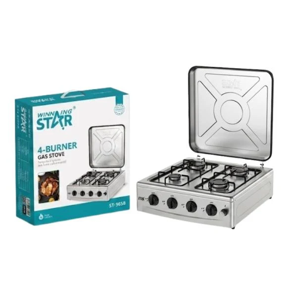 COCINA DE GAS DE 4 QUEMADORES WINNING STAR ST-9658 OHL-462-WST-12210 PLATEADO