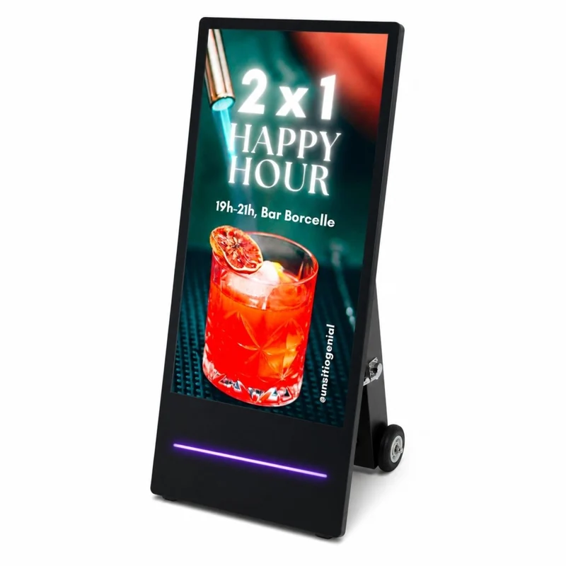 Display publicitario portátil 43'' exterior - LCD full HD - Con ruedas y batería
