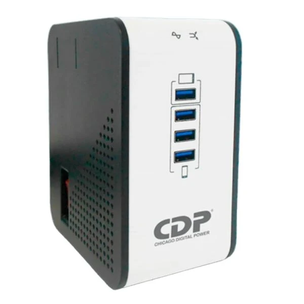 REGULADOR DE VOLTAJE CDP R2CU-AVR1008 1000VA 500W 8 TOMAS 170?270 VCA PANTALLA LED OCULTA PROTECCIÓN COAXIAL NEGRO / BLANCO