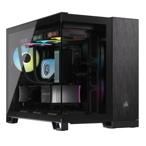 CASE CORSAIR 2500X MID TOWER SIN VENTILACIÓN INCLUIDA CON VIDRIO LATERAL Y MALLA FRONTAL CC-9011287-WW NEGRO/ALUMINIO OBSIDIANA