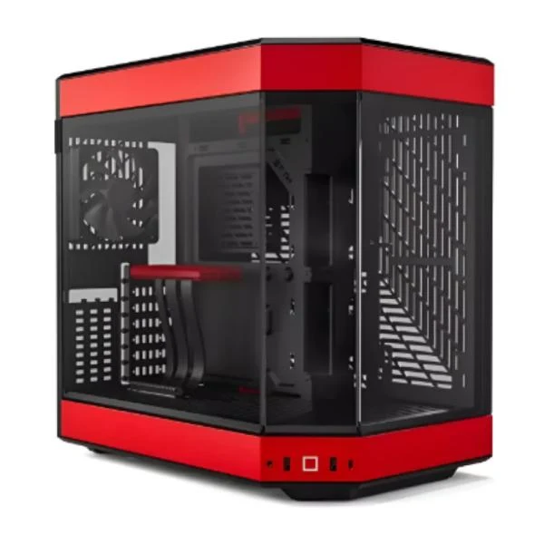 CASE GAMING HYTE Y60 MID TOWER VENTILADORES 3 DE 120MM CON VIDRIO FRONTAL, LATERAL Y ESQUINA CS-HYTE-Y60-BR ROJO / NEGRO