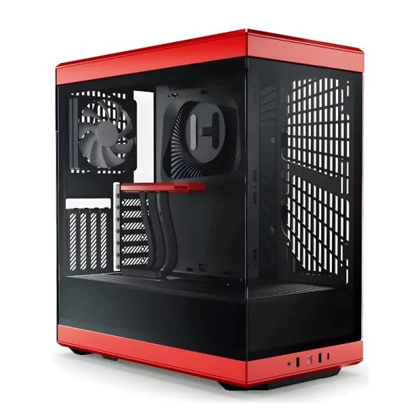 CASE GAMING HYTE Y40 MID TOWER VENTILADORES 2 DE 120MM CON VIDRIO LATERAL Y FRONTAL CS-HYTE-Y40-BR ROJO / NEGRO