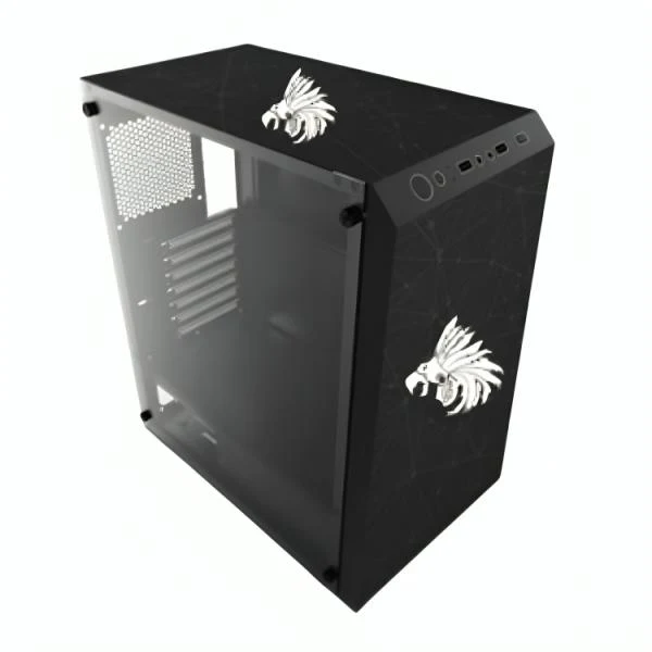 CASE GAMING RGB EAGLE WARRIOR CG01W8RA001C MID TOWER SIN VENTILACIÓN INCLUIDA CON VIDRIO LATERAL NEGRO