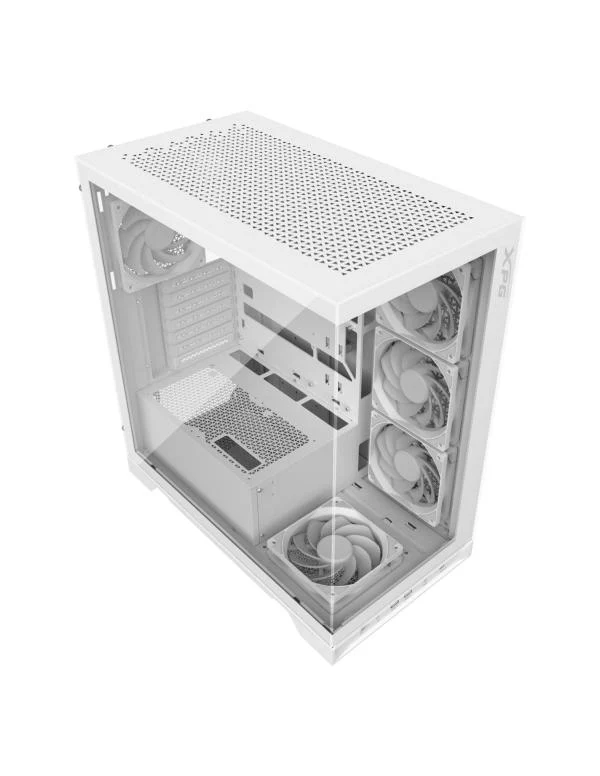 CASE GAMING RGB XPG INVADER X MID TOWER VENTILADORES 5 DE 120MM CON VIDRIO LATERAL Y FRONTAL INVADERXMT-WHCWW BLANCO