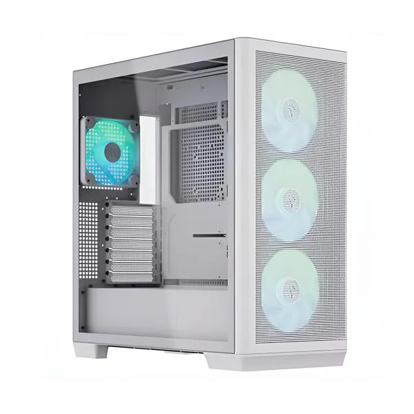 CASE GAMING RGB APNX C1-WT-v1 MID TOWER VENTILADORES 4 DE CON MALLA FRONTAL Y LATERAL APCM-CR01043.21 BLANCO