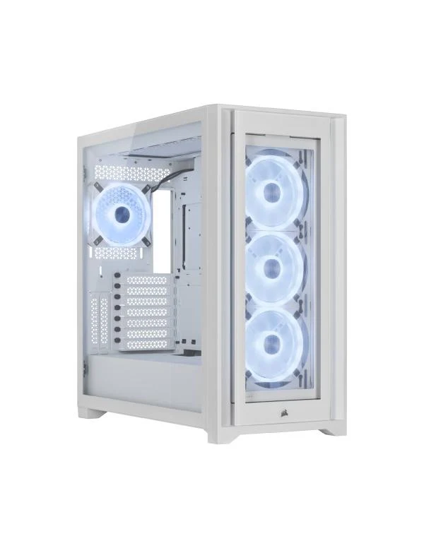 CASE GAMING RGB CORSAIR ICUE 5000X QL EDITION MID TOWER 4 VENTILADORES CON VIDRIO LATERAL Y FRONTAL CC-9011233-WW BLANCO