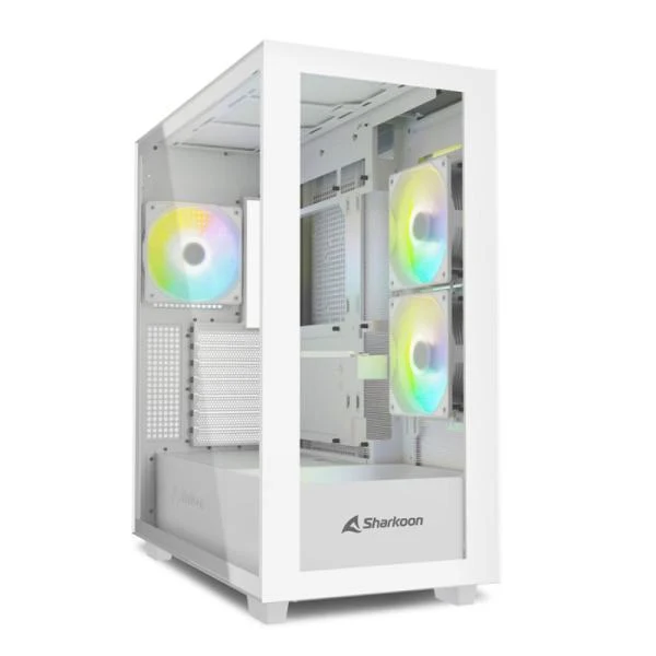 CASE GAMING RGB SHARKOON REBEL C60 MID TOWER VENTILADORES 4 DE 120MM CON VIDRIO LATERAL Y FRONTAL 4044951040049 BLANCO