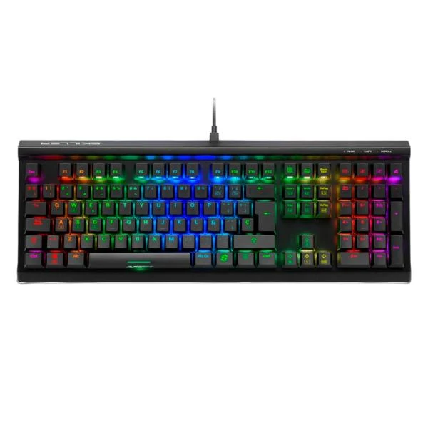 TECLADO GAMING RGB SHARKOON SKILLER SGK60 MECÁNICO ALÁMBRICO USB INGLÉS SWITCH BLANCO 4044951030095 NEGRO