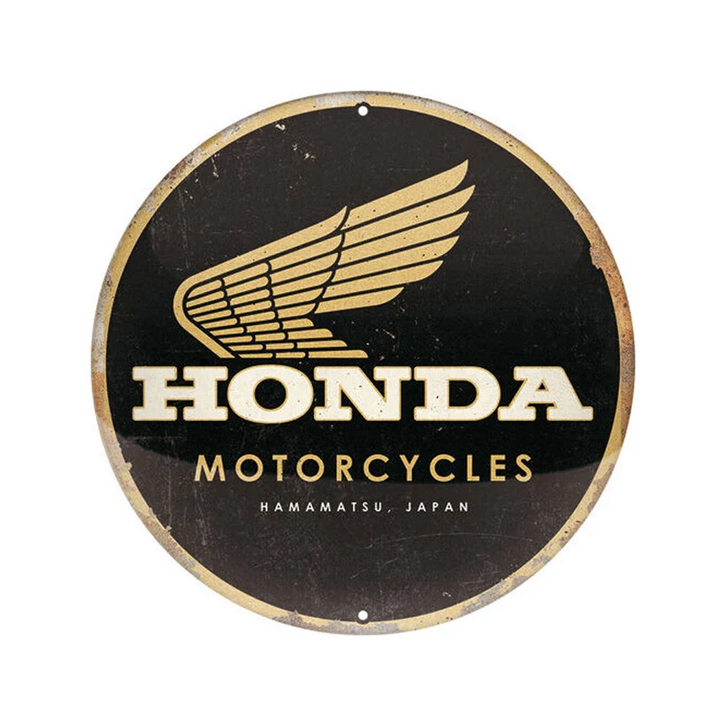 Nostalgic-Art Round Honda Motorcycles Metal Decorative Sign Plaque 35x35x0.5cm