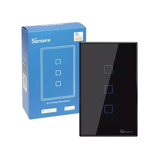 Interruptor Inteligente Wi-Fi Rf Tx 3 Botones Negro