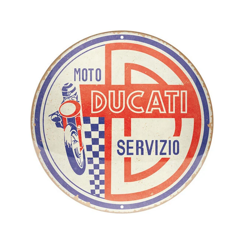 Nostalgic-Art Round Ducati Moto Servizio Decorative Sign Plaque 35x35x0.5cm