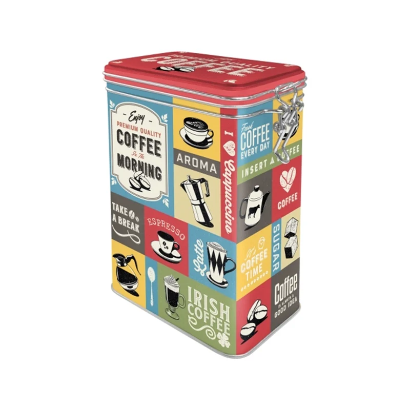 Nostalgic-Art Storage Clip Top Tin 1.3L 17.5cm Coffee Collage