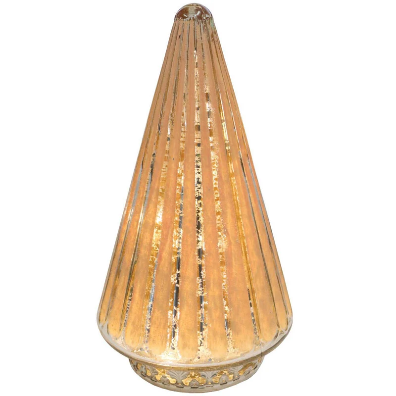 LVD Glass/Metal Lantern LED Tree 19.5cm Christmas Tabletop Home Decor Peachy